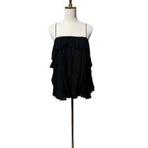 Free People Intimately Black Tiered Ruffle Cami Tank Top Size Medium